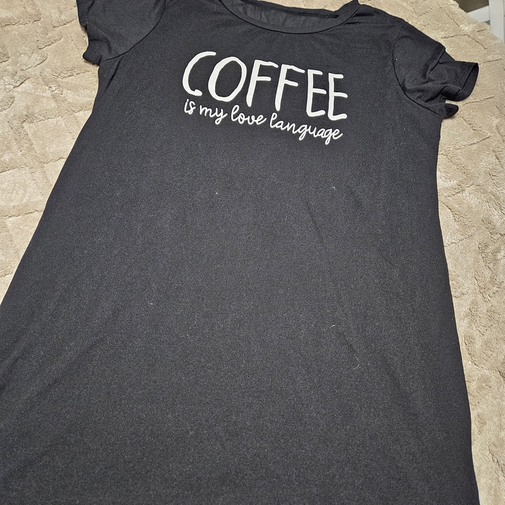Black Graphic Tee with Coffee Quote